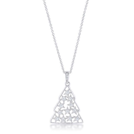 .2 ct CZ Rhodium Christmas Tree Pave Holiday Pendant