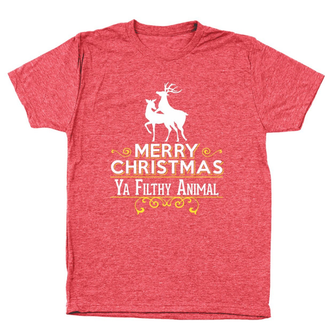 Deer Humping Merry Christmas Ya Filthy Animal Men's Tri-Blend T-Shirt