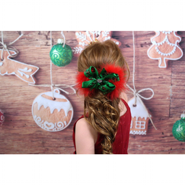 Girls Marabou Leopard Christmas Hair Bow