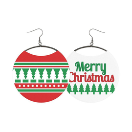 Merry Christmas Earrings, Red and Green